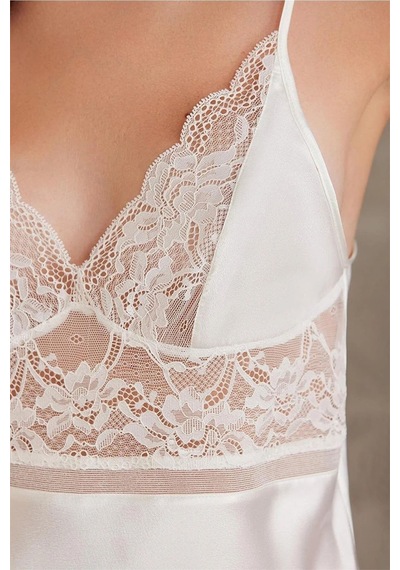 Pierre Cardin 7015 Kadın Dantelli Saten 4'lü Set-ekru