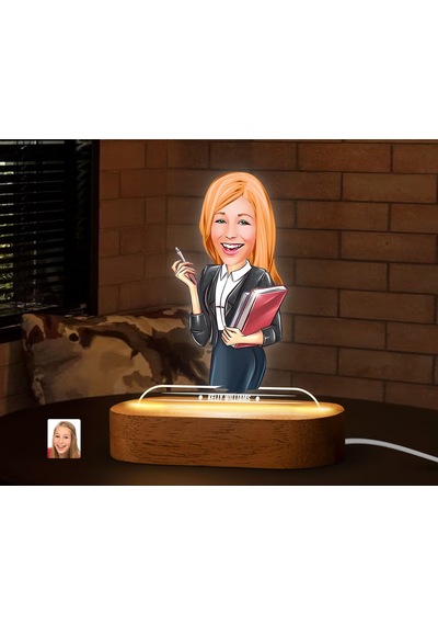 Bk Gift Kişiye Özel Kadın Karikatürlü Dekoratif 3d Biblo Led Işıklı Gece Lambası-14, Sevgiliye Hediye, Arkadaşa Hediye, Doğum Günü Hediyesi Kobitmeyen