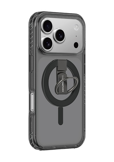Apple Uyumlu iPhone 17 Pro Max Kılıf M-safe Yüzük Standlı Amazingthing Titan Pro Serisi Kapak Siyah Siyah