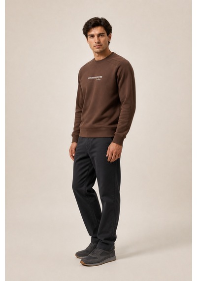 Redline Takes Bisiklet Yaka Kışlık Regular Fit Sweatshirt Kahve