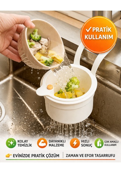Musluk Askılı Lavabo Süzgeci Makarna Sebze Süzme Gider Filtresi Pratik Mutfak Sepeti Renkli Diğer