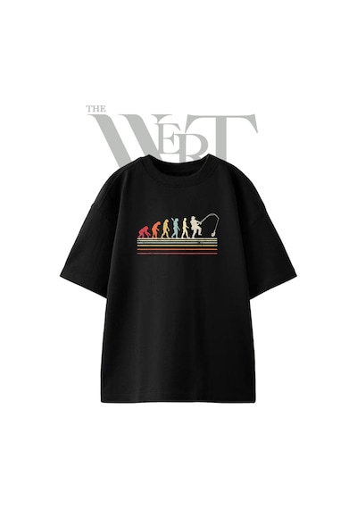 Thewert Evrim Balikci Tasarım Baskılı Ünisex Siyah Oversize T-shirt