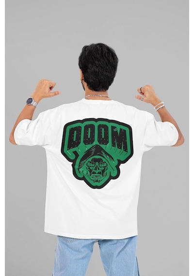 Doctor Doomsday Baskılı Unisex Oversize Marvel Karakter Tişört Beyaz