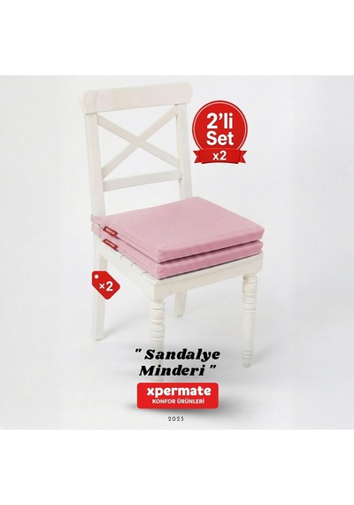 Tr 2'li Sandalye Minderi 40x40 Cm Fermuarlı Su İtici Leke Tutmaz Bağcıklı Bahçe Balkon Minderi Seti Diğer