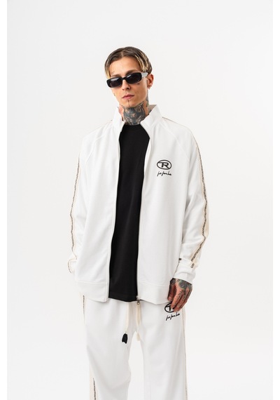 Respire Erkek Ffb Şerit Detaylı Dik Yaka Doubleface Zip Oversize Sweatshirt Ekru