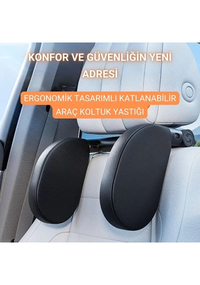 Coofbe Katlanabilir Ayarlanabilir Suni Deri Araç Yastığı Oto Seyahat Yastığı Araç Boyunluk Oto Yastık Açık Ceviz