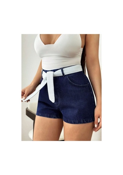 Kene Jeans Kuşak Kemerli Lacivert Kot Şort Lacivert