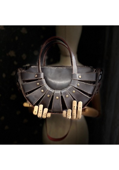 Carıdea El Yapımı Hakiki Deri Bayan Çanta, Clutch, El Omuz Çantası V74 Antrasit