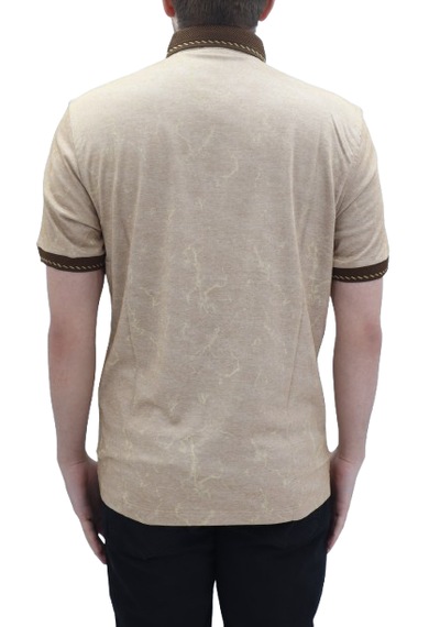Santa Dmctekstil Erkek Kavis-113 Desenli Spor Kesim Rahat Kalıp Cepsiz Polo Yaka T-shirt Camel