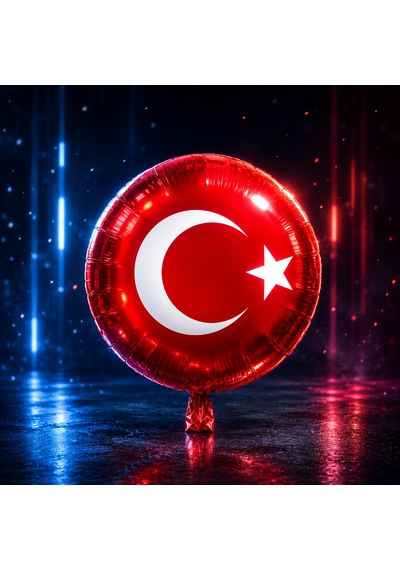 Vıp Kalite 21 Adet Türk Bayraklı Balon 46 Cm Kırmızı Türk Bayraklı Folyo Balon Parlak Metalik Balon