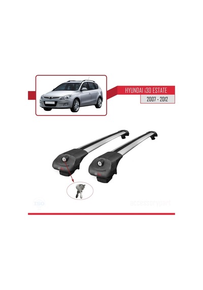 Hyundai İ30 Sw 2007-2012 Arası İle Uyumlu Ace-1 Ara Atkı Tavan Barı Gri