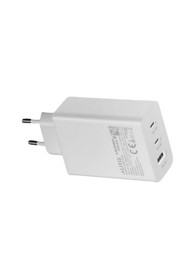 Auris 65 Watt Şarj Cihazı Usb + Usb C 3 Port Giriş Turbo Sarj Ultra Fast 65w