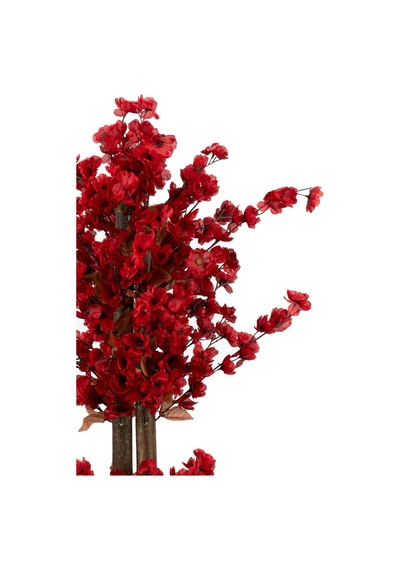 Yapay Çiçekçiniz Beyaz Renkli Saksıda Sonbahar Renkli 100 Cm Yapay Japon Bahardalı Ağacı Bordo