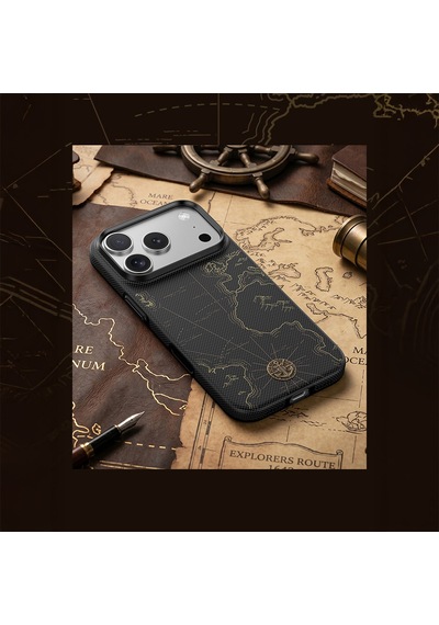 İphone 17 Pro Max Uyumlu Kılıf M-safeli Karbon Fiber Benks Armoredge Air Navigator Kevlar Kapak Siya Siyah