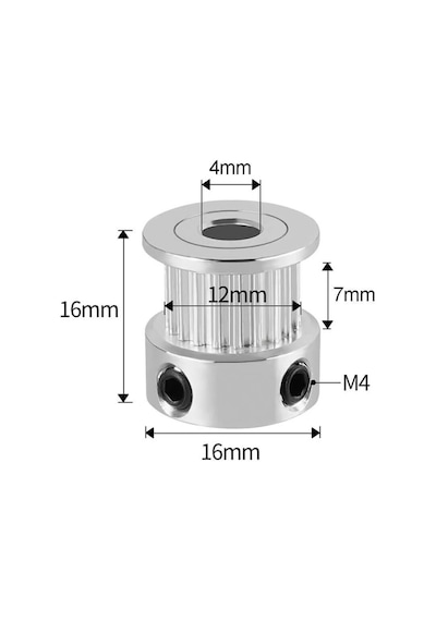 Koodmax 3 Adet Gt2 20x16 Diş 4mm Alüminyum Alaşım Dişli Senkron Zamanlama Kayışı Kasnağı