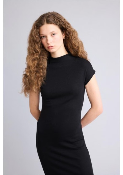 Defacto Bodycon Vücudu Saran Modal Maxi Elbise H0862ax26spbk81 Siyah-bk81