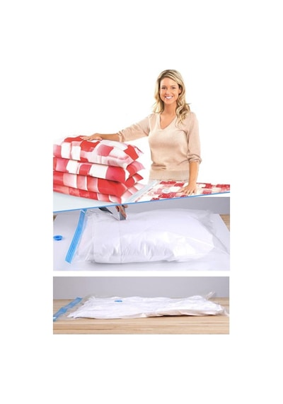 Vakumlu Saklama Torbası 80 X 130 Cm Çamaşır Saklama Torbası 1410 - Plastik - Turuncu - Tek Ebat Diğer