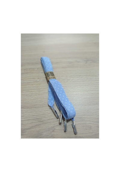 Bsgshop Bsg Design Mavi Puantiyeli Saten Kumaş Ayakkabı Bağcığı - 140 Cm El Yapımı Metal Uçlu Mavi - 880991001 Mavi