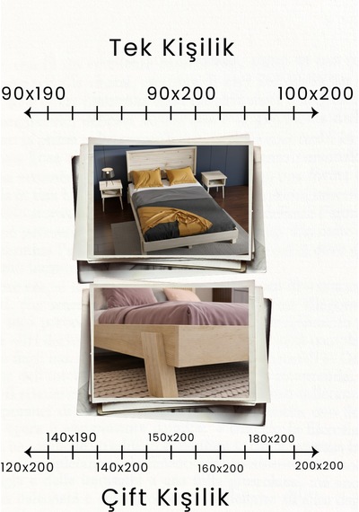 Renazzo Ebruli Yatay Başlıklı Masif Ahşap Karyola Beyaz 180x200 Beyaz - 180 X 200