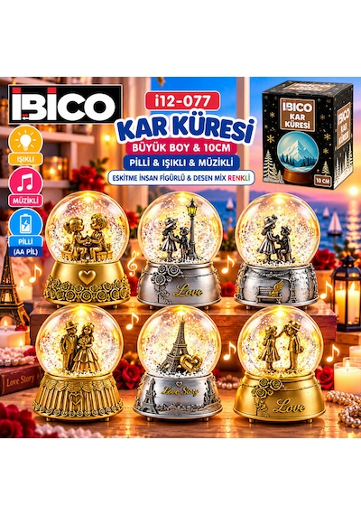 Eskitme İnsan Görünümlü Cam Kar Küresi Altın(Gold)