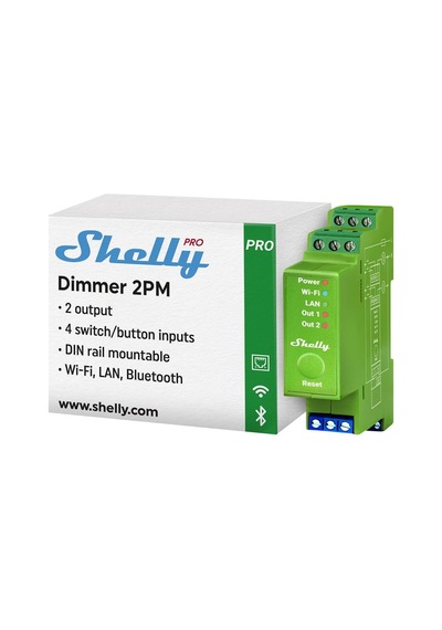 Shelly Pro Dimmer 2pm Dın Ray 2 Kanal Enerji Ölçümlü Akıllı Dimmer