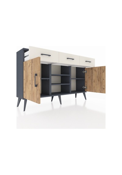 Arges Konsol 4 Raflı 3 Çekmeceli 2 Kapaklı 132x30x83 Antrasit-çam/aytaşı Çam/aytaşı Arges Konsol 4 Raflı 3 Çekmeceli 2 Kapaklı 132x30x83 Antrasit-çam/aytaşı Çam/aytaşı