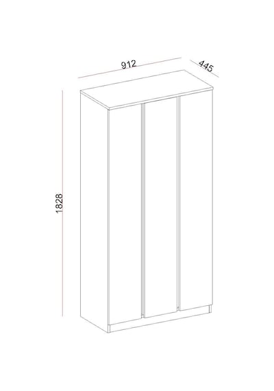 Asel 3 Kapaklı Elbise Dolabı Modern Gardırop Kıyafet Dolabı Beyaz