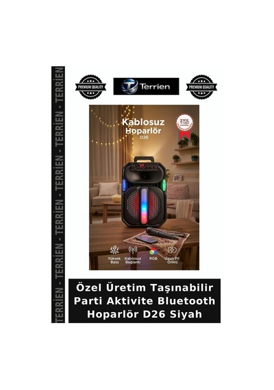 Özel Üretim Taşınabilir Parti Aktivite Bluetooth Hoparlör D26 Siyah