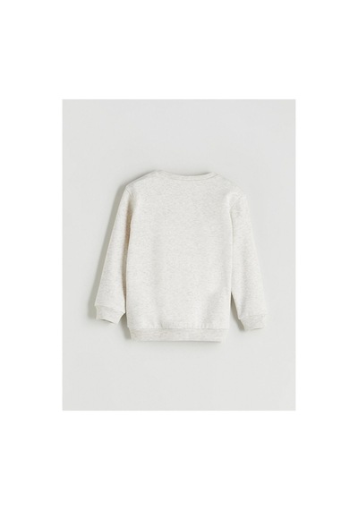 LC Waikiki Bisiklet Yaka Erkek Çocuk Sweatshirt Off Whıte Melang