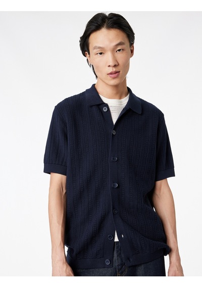Koton Regular Fit Dokulu Pamuklu Polo Yaka Kısa Kollu Düğmeli Triko Tişört Lacivert 6sam70047ht Koton Regular Fit Dokulu Pamuklu Polo Yaka Kısa Kollu Düğmeli Triko Tişört Lacivert 6sam70047ht