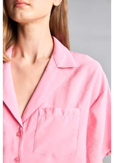 Defacto Pijama Yaka Modal Kısa Kollu Gömlek H7938ax26smpn164 Pembe-pn164