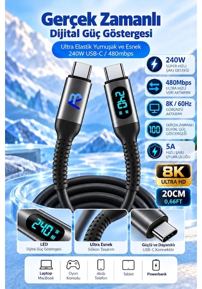 Apollobell Cch09-007 240w Süper Hızlı Şarj Kablosu