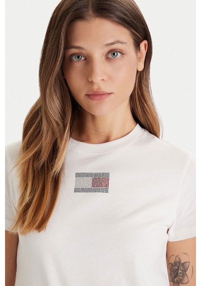 Tommy Hilfiger Kadın T-shirt Ekru