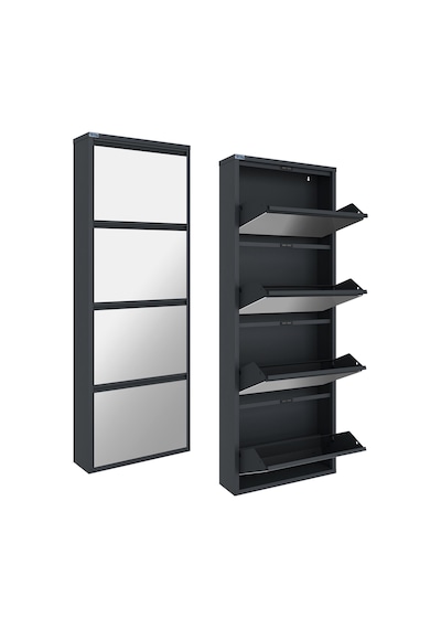 Ceha 4'lü Metal Ayakkabılık - Antrasit/Aynalı K.AYK-4/A/P7024