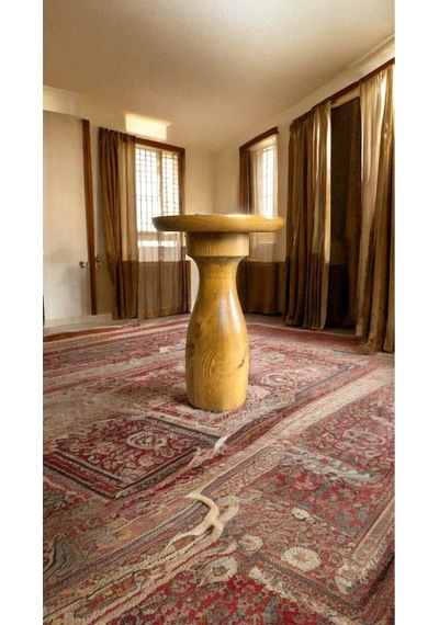 Simillo Koyu Ceviz Renkli Doğal Ahşap Tekli Yan Sehpa Masif Mantar Sehpa - Wooden Side Table Koyu Ceviz
