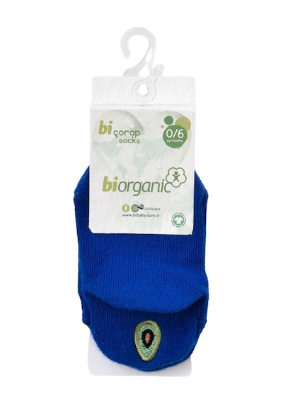 Bibaby Organik Çorap Soket Sneakers Cute Saks  9383 Mavi