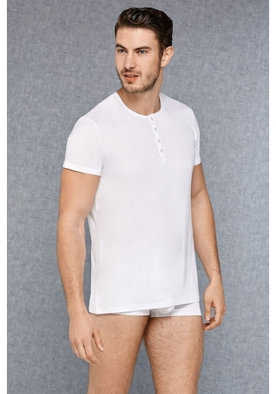 Doreanse Erkek Micromodal Düğmeli Yuvarlak Yaka Kısa Kol T Shirt