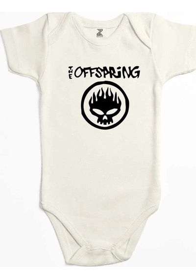 Zepplin Giyim The Offspring Logo Text Skull Pembe Bebek Body Zıbın
