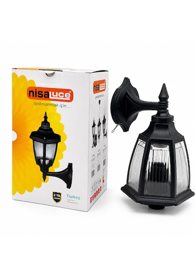 E27 - Ip44 Siyah 60w Duvar Aplik Bahçe-balkon Sokak Lambası - Armatür Ebh02-s 5523 Abanoz