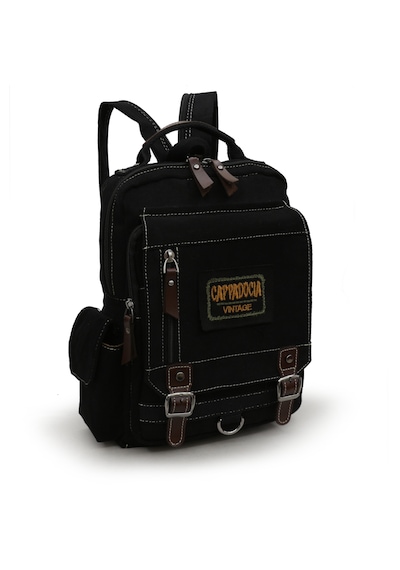 Cappadocia Vintage 4012 Siyah Küçük Sırt Çapraz Omuz Askılı 14 İnç Laptop Çantası Siyah