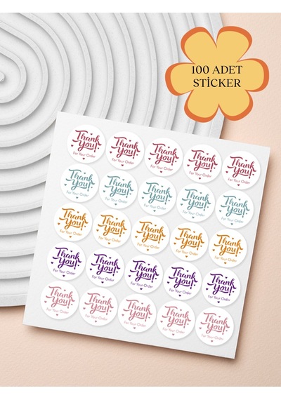 100 Adet Teşekkür Ederiz Stickers Paketleme Kargo Çıkartma 2t0ks