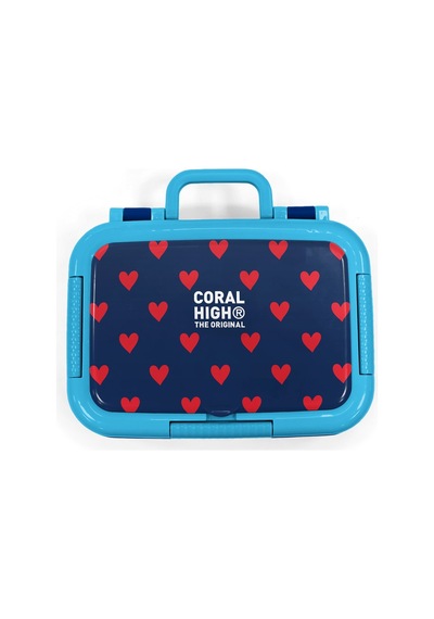 Coral High Kids Lacivert Kırmızı Kalp Desenli Paslanmaz Çelik Beslenme Kabı 39129 Mavi