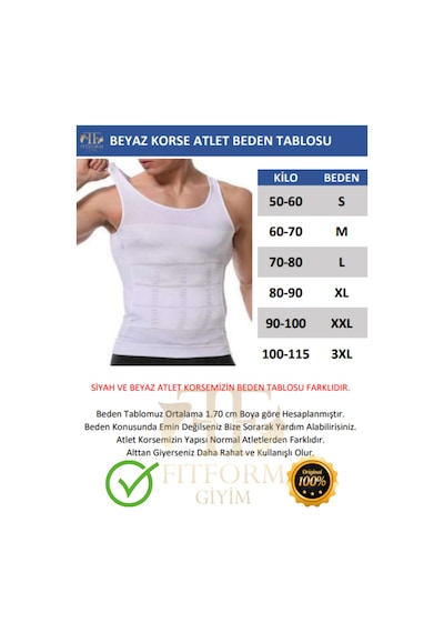 Fitform Giyim Erkek Atlet Korse Bel Göğüs Göbek Toparlayıcı Jinekomasti Dik Duruş Yardımcısı Beyaz Fitform Giyim Erkek Atlet Korse Bel Göğüs Göbek Toparlayıcı Jinekomasti Dik Duruş Yardımcısı Beyaz