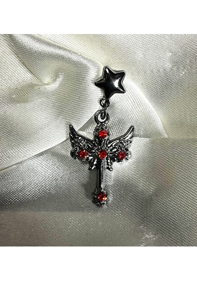 Dükkan Design Taşlı Anka Kuşu Küpe Antrasit