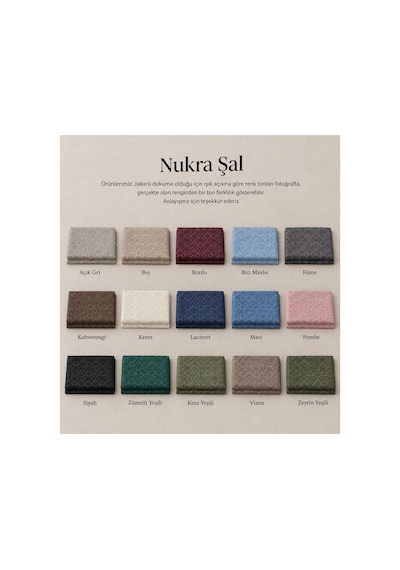 Nukra Pamuk Jakarlı Şal Halka Desen Kadın Tesettür Başörtüsü 70x190 Cm Vizon