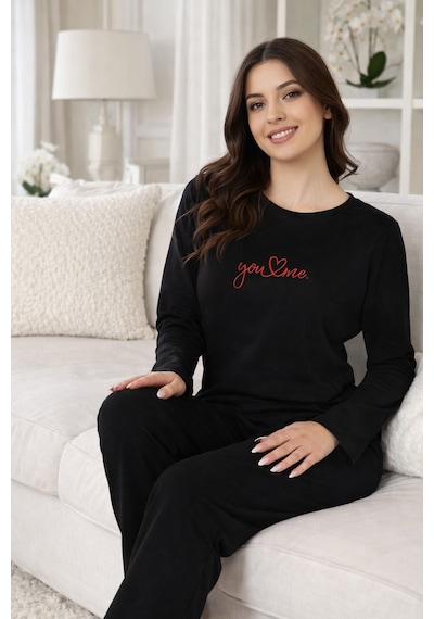 Remsa Kadın Önü Yazılı Suprem Pijama Takımı 0607 Siyah07 Siyah07