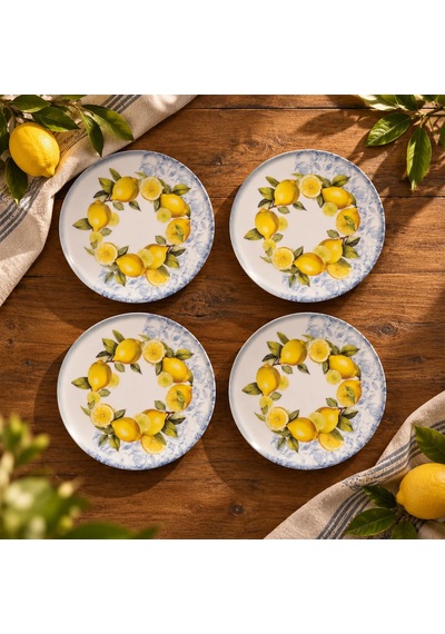 Güral Camelia Limonlu 4lü 20 Cm Porselen Düz Tabak Seti 41963 Diğer