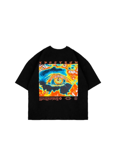 Tarzsokak Spectrum Baskılı Beyaz Oversize Unisex Siyah