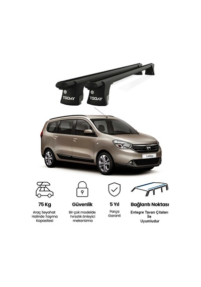Trio-ıı Dacia Lodgy 2012 Ve Sonrası Uyumlu Siyah Kilitli Ara Atkı 135cm Port Bagaj Tavan Barı