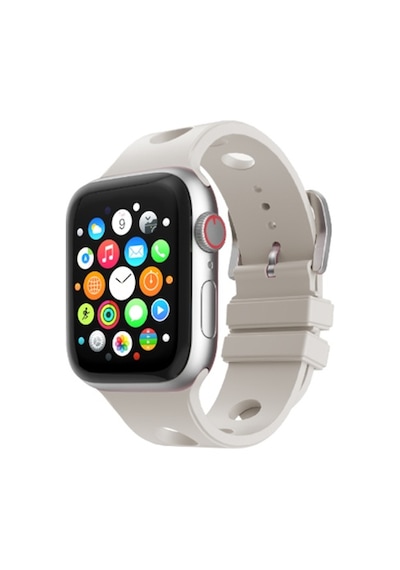 Apple Watch Ultra 49mm Delikli Tasarım Uyumlu Krd-147 Silikon Kordon - Starlight